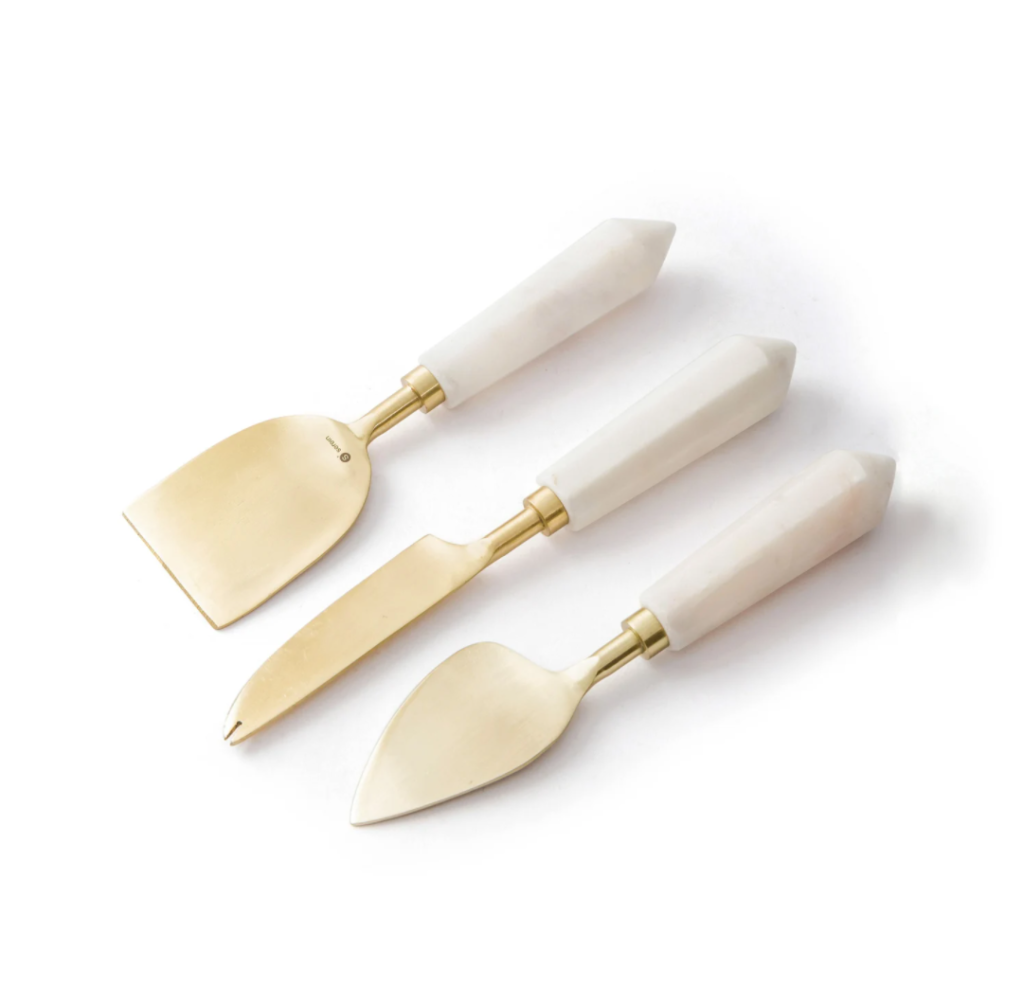 Marble & Copper Cheese Knife Set. designer serveware online. - Ink Spiller  Home